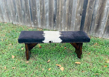 Cowhide Bench - Black and White Long Hair