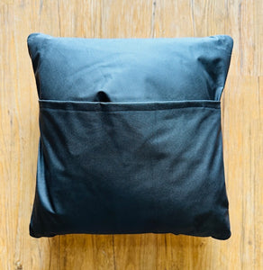 Cowhide Patchwork Pillow - Black and White