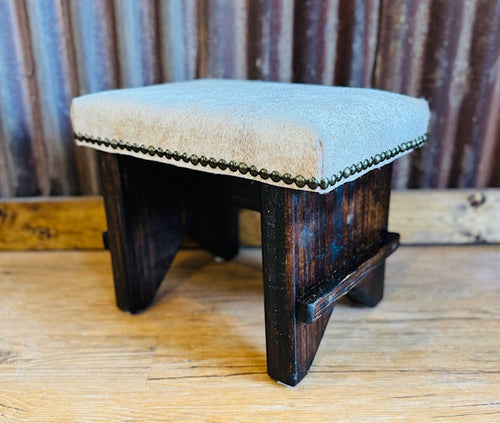 Cream Colored Cowhide Foot Stool