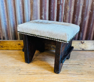 Gray Cowhide Foot Stool