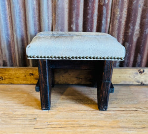 Gray Cowhide Foot Stool