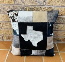 Cowhide Texas Pillow - Black and Gray