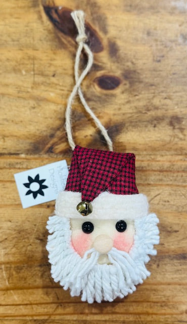 Santa Ornament - Red and Black Plaid Hat