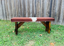 Cowhide Bench - Reddish Brown Bench w/ Brands