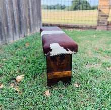 Cowhide Bench - Reddish Brown Bench w/ Brands