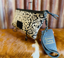 Snakeskin Print on Cowhide Wristlet