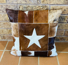 Cowhide Star Pillow - Brown & White