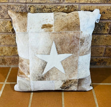 White Star on Tan Patchwork Pillow